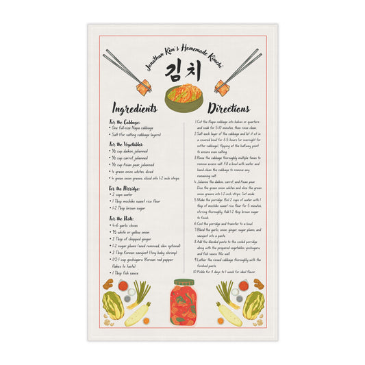 Tea Towel — Kimchi Recipe Kitchen Towel (Ingredients & Directions)