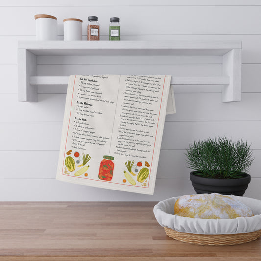 Tea Towel — Kimchi Recipe Kitchen Towel (Ingredients & Directions)