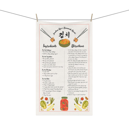 Tea Towel — Kimchi Recipe Kitchen Towel (Ingredients & Directions)